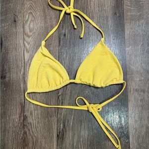 Yellow Triangle Ribbed Bikini Top